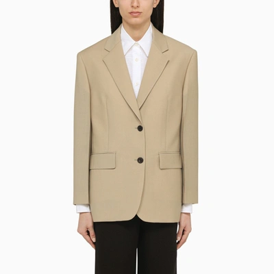 Prada Rope-coloured Single-breasted Jacket In Wool And Mohair