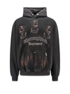 Represent Black Hoodie With Fixed Hood And Maxi Print On The Front In Cotton Man