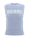 Ganni Intarsia-knit Logo-organic-cotton Vest