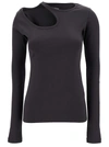 LOW CLASSIC GREY LONG SLEEVE T-SHIRT WITH CUT-OUT IN COTTON BLEND WOMAN