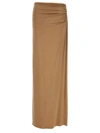 Magda Butrym Long Stretch Viscose Skirt With Side Draping In Beige
