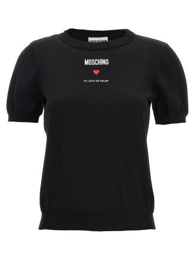 Moschino In Love We Trust Sweater, Cardigans Black In Negro