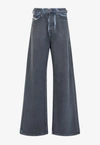 Diesel 1996 D-sire-s1 Low-rise Distressed Wide-leg Jeans In Denim