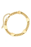 Hmy Jewelry 18k Rose Gold Plated Stainless Steel Heart Bracelet In Yellow