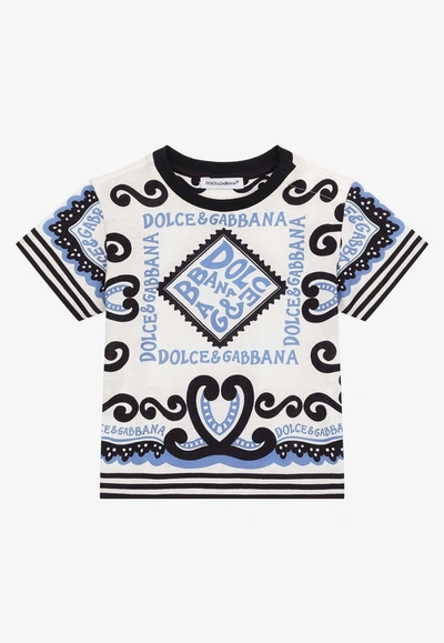 Dolce & Gabbana Kids' Marina-printed Crewneck T-shirt In Multicoloured
