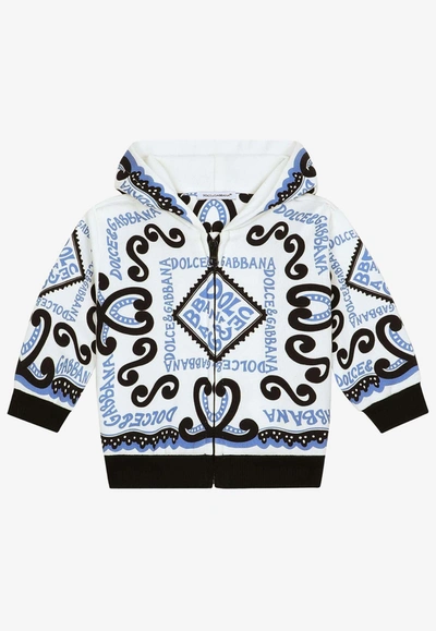 Dolce & Gabbana Baby Boys Zip-up Printed Hooded Sweatshirt In Multicolor