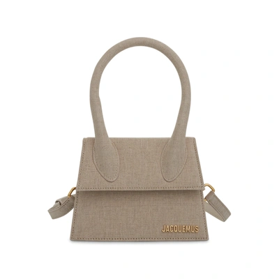 Jacquemus Le Chiquito Moyen Leather Bag In Gray