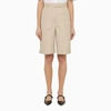 Thom Browne Khaki High-waisted Bermuda Shorts In Beige