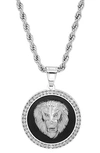 HMY JEWELRY 18K GOLD PLATED PAVE CRYSTAL LION PENDANT NECKLACE