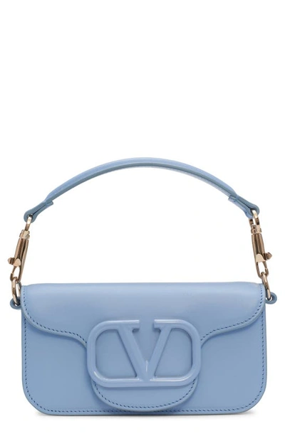 Valentino Garavani Loco Small Vlogo Chain Shoulder Bag In Popeline Blue