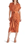 STEVE MADDEN TORI TIE WAIST MIDI SHIRTDRESS