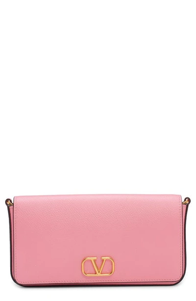 Valentino Garavani Vlogo Signature Leather Crossbody Bag In Pink