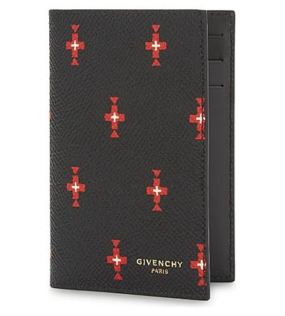 Givenchy Totem Cross Leather Card Holder In Black/red