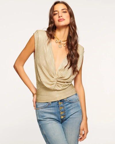 Ramy Brook Adley Twist Front Top In Gold Foil