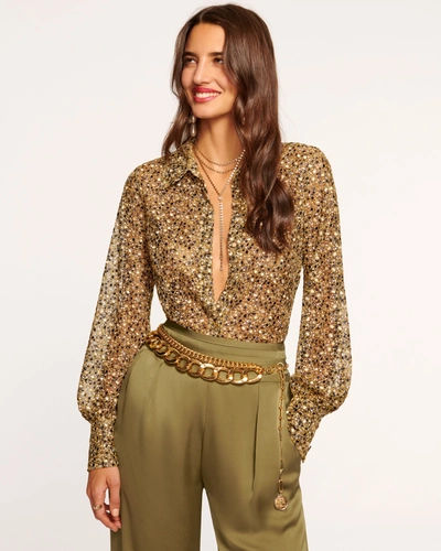 Ramy Brook Amalia Button Down Shirt In Magical Mesh