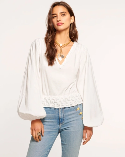 Ramy Brook Elisa Poplin Long Sleeve Blouse In White