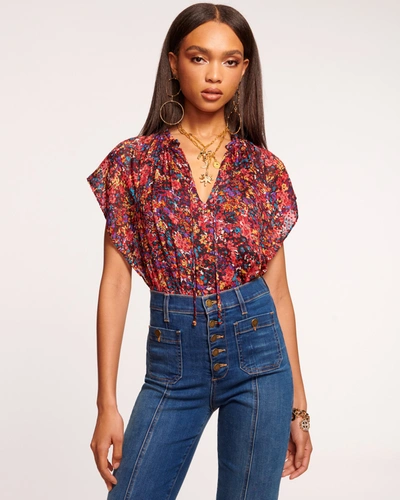 Ramy Brook Melissa Split Neck Blouse In French Floral