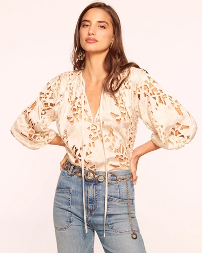 Ramy Brook Mikayla Eyelet-embroidered Blouse In Jute