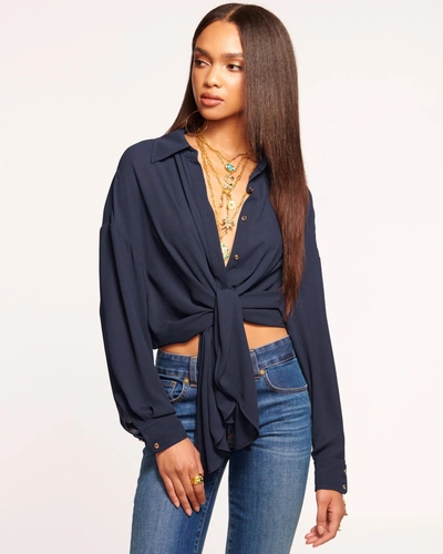 Ramy Brook Raven Button Up Shirt In Navy