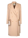 Fendi Double-breasted Long Coat In Beige