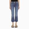 Frame The Ruler Frayed High Waist Ankle Straight Leg Jeans In Blue