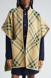 BURBERRY CHECK WOOL BLEND SWEATER CAPE