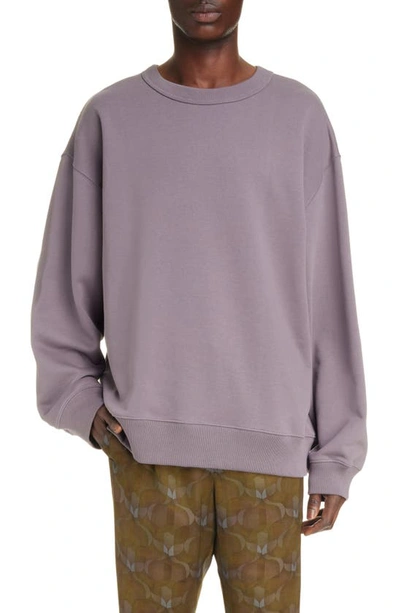 Dries Van Noten Crew-neck Cotton Sweatshirt In Purple