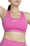 Nike Women's Swoosh High Support Non-padded Adjustable Sports Bra In Playful Pink