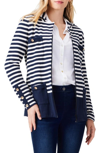 Nic + Zoe Striped City Charm Knit Blazer In Indigo Multi