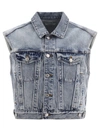 Agolde "charli" Denim Vest With Chest And Side Pockets In Blue