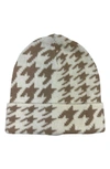 Marcus Adler Houndstooth Cuff Beanie In Ivory