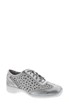 Ros Hommerson Sealed Womens Metallic Leather Oxfords In White Silver Leather