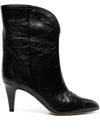 Isabel Marant Dytho Crinkled Glossed-leather Ankle Boots In Black