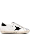 Golden Goose Super-star Leather Upper In White/black/silver