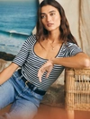 Faherty Freestyle Rib Knit T-shirt In Navy Desi Stripe