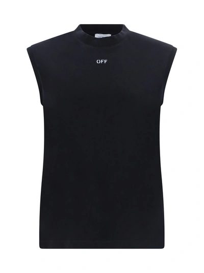 Off-white Off Stamp Cotton Blend Tank Top In Black