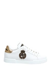 DOLCE & GABBANA PORTOFINO LEATHER trainers WITH LOGOED CROWN PATCH