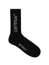 Off-white Bookish Mid' Black Cotton Blend Socks In Black White