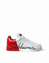 DOLCE & GABBANA DOLCE & GABBANA WHITE RED LACE UP WOMENS LOW TOP SNEAKERS SHOES