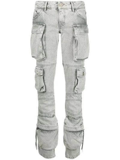 Attico Essie Straight-leg Cargo Jeans In Grey