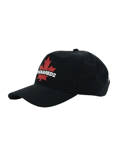 Dsquared2 Black Baseball Cap With Logo Embroidery In Cotton Man