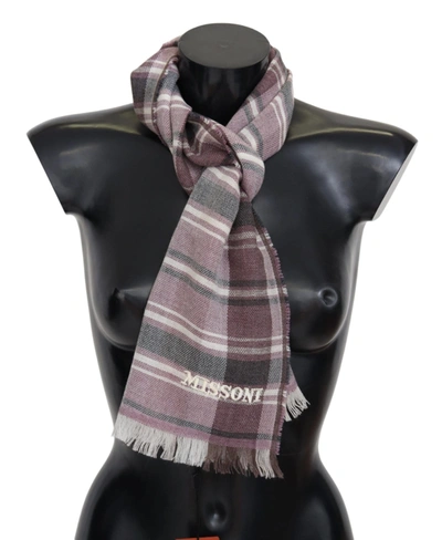 Missoni Elegant Multicolor Wool Scarf With Logo Men's Embroidery