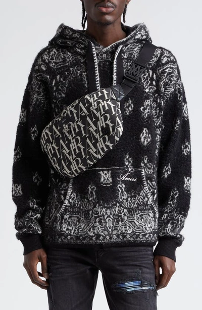 AMIRI BANDANA JACQUARD HOODED ALPACA, MOHAIR & WOOL BLEND SWEATER