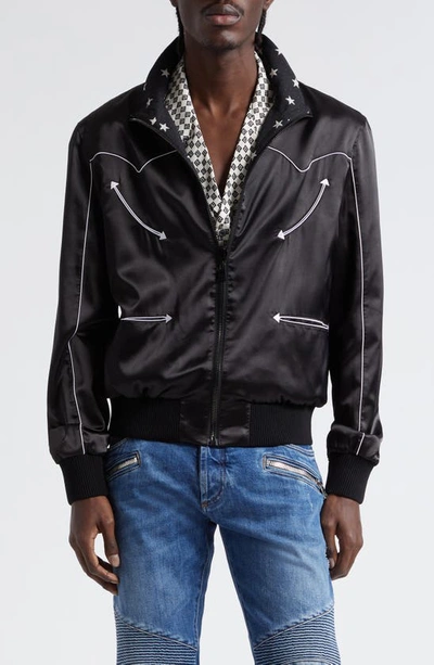 Balmain Black Reversible Bomber Jacket With Stars Men