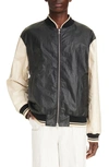 Dries Van Noten Volker Linen Blend Bomber Jacket In Black 900