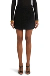Tom Ford Metallic Tweed Wrap Miniskirt In Black