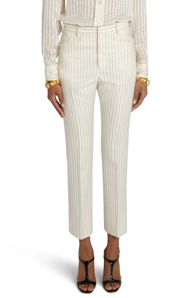Tom Ford Striped Straight-leg Trousers In Beige