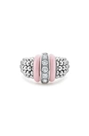 Lagos Pink Caviar Diamond Ceramic Ring In Pink