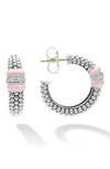 LAGOS LAGOS PINK CAVIAR DIAMOND HOOP EARRINGS