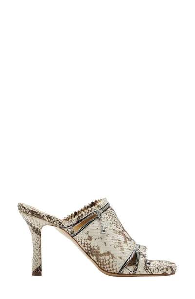 Burberry Python-embossed Zipper Mule Sandals In Serpent